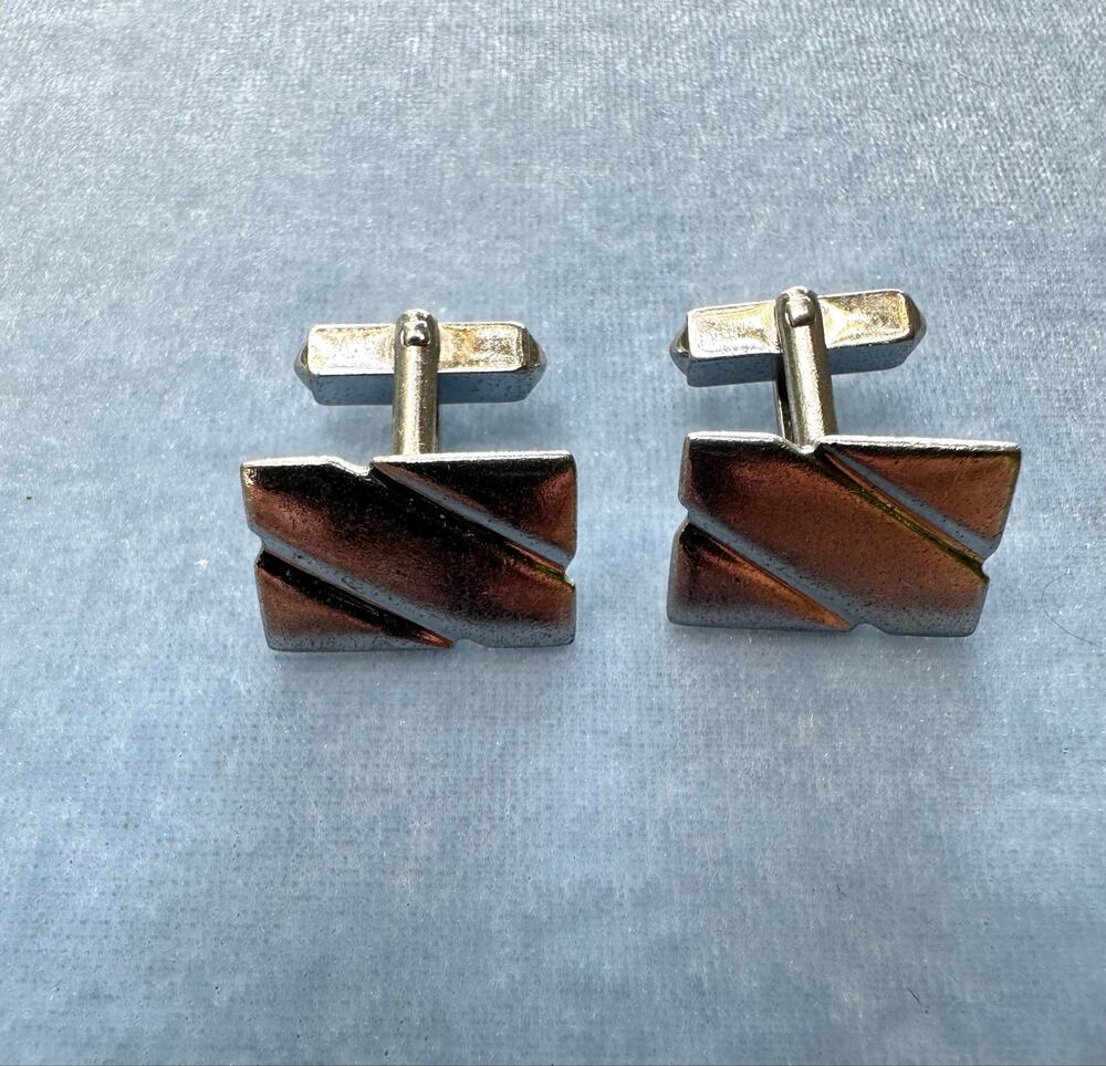 Sterling Silver Vintage Mid Century Modernist Geometric Cufflinks